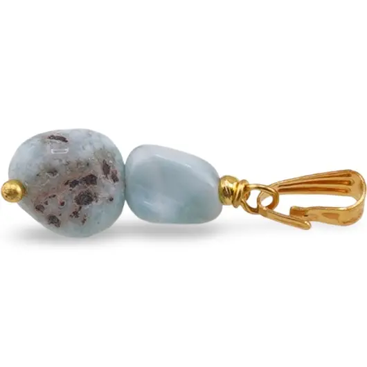 Pandantiv Larimar neuniform 14-20mm cu metal auriu