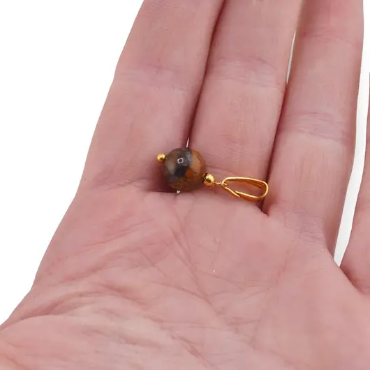 Pandantiv Ochi de tigru sfera 8mm cu metal auriu, imagine 3