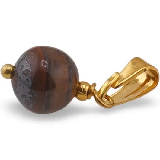 Pandantiv Ochi de tigru sfera 8mm cu metal auriu