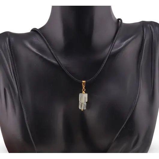 Pandantiv Prehnit fatetat 6-8mm cu metal auriu, imagine 2