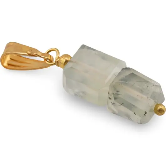 Pandantiv Prehnit fatetat 6-8mm cu metal auriu