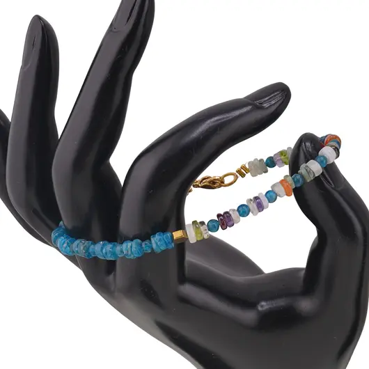 Set colier si bratara Apatit si Mix cristale rondele 4mm, Apatit sfere 3mm si Hematit auriu, imagine 2