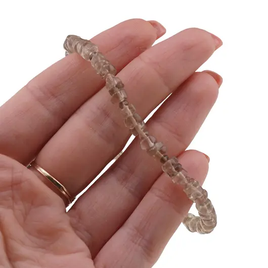 Set colier si bratara Cuart fumuriu rondele 5mm si discuri fatetate 3mm, imagine 4