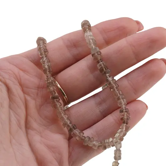 Set colier si bratara Cuart fumuriu rondele 5mm si discuri fatetate 3mm, imagine 5