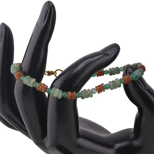 Set colier si bratara Granat Hessonit si Aventurin rondele 5mm, Aventurin sfere 4mm, imagine 2