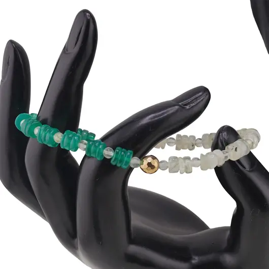 Set colier si bratara Prehnit si onix verde rondele 6mm, Prehnit sfere 4mm si Hematit auriu, imagine 3