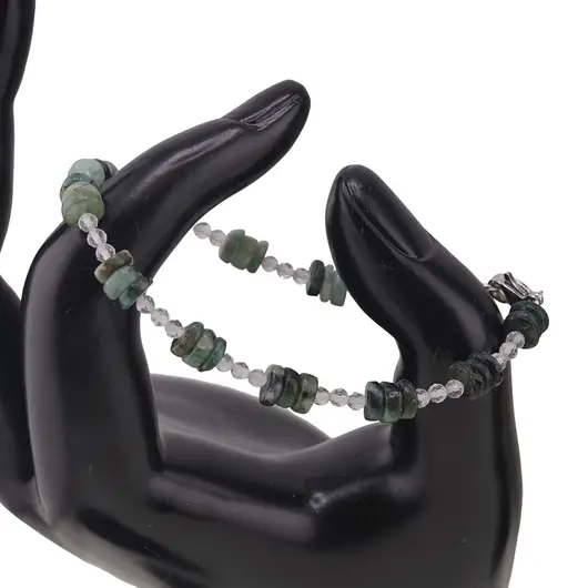 Set colier si bratara Smarald rondele 6mm si Cristal de stanca sfere fatetate 3mm, imagine 2