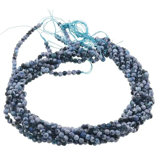 Sirag Agat albastru patat sfere fatetate 4mm, 36-37cm