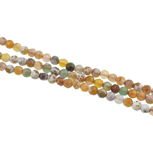 Sirag Agat galben cu verde patat sfere fatetate 4mm, 35-36cm, imagine 2