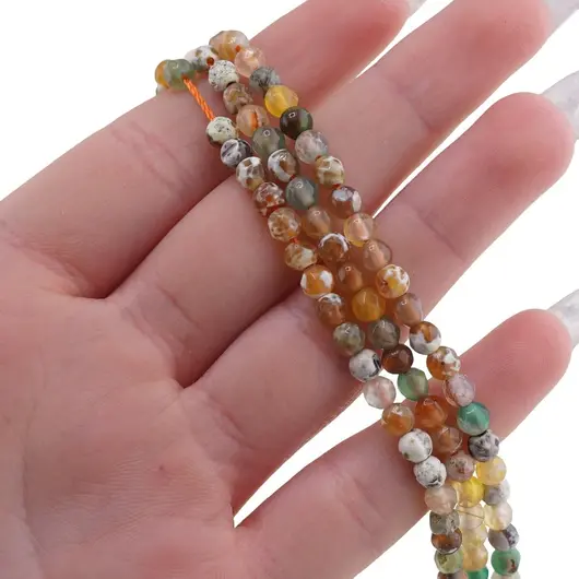 Sirag Agat galben cu verde patat sfere fatetate 4mm, 35-36cm, imagine 3