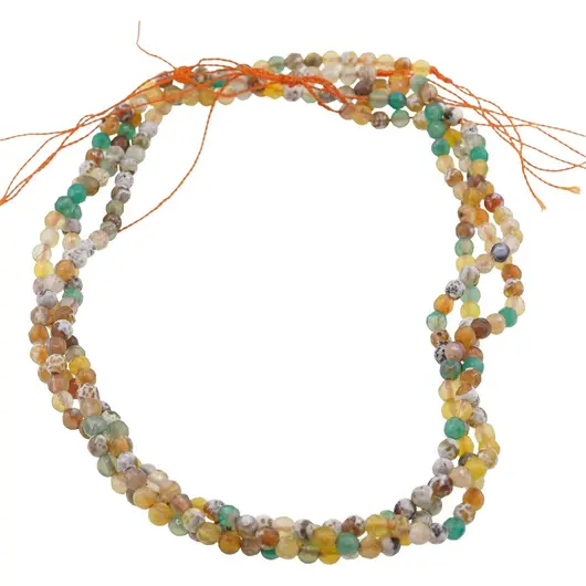 Sirag Agat galben cu verde patat sfere fatetate 4mm, 35-36cm