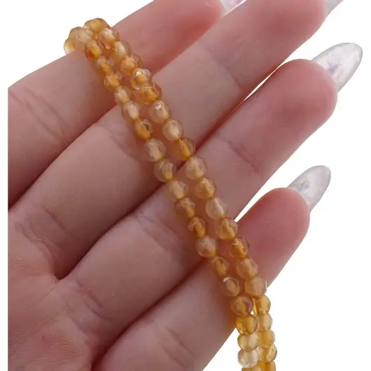 Sirag Agat galben sfere fatetate 4mm, 38cm, imagine 3