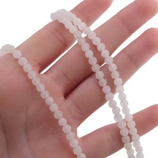 Sirag Cuart alb mat sfere 4mm, 38cm, imagine 3