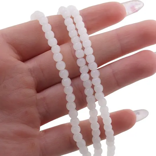 Sirag Cuart alb sfere 4mm, 36-38cm, imagine 3