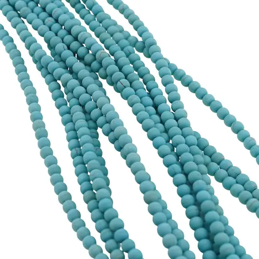 Sirag Turcoaz albastru deschis mat sfere 4mm, 39-40cm, imagine 2