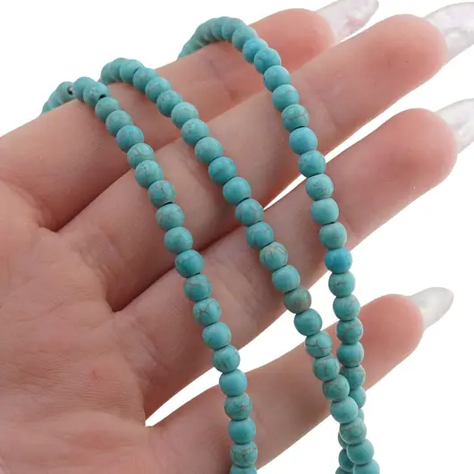 Sirag Turcoaz albastru deschis sfere 4mm, 37-38cm, imagine 3