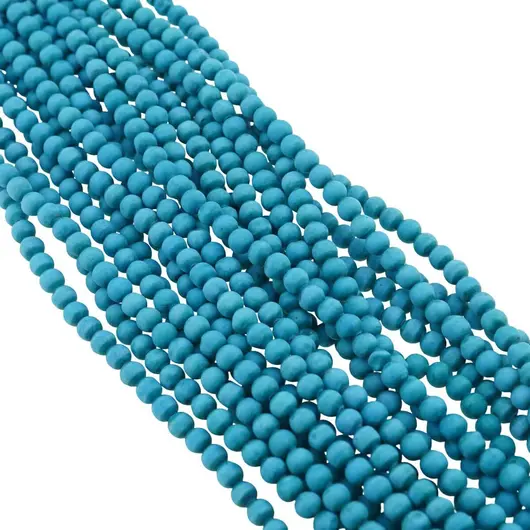 Sirag Turcoaz albastru inchis mat sfere 4mm, 38-40cm, imagine 2