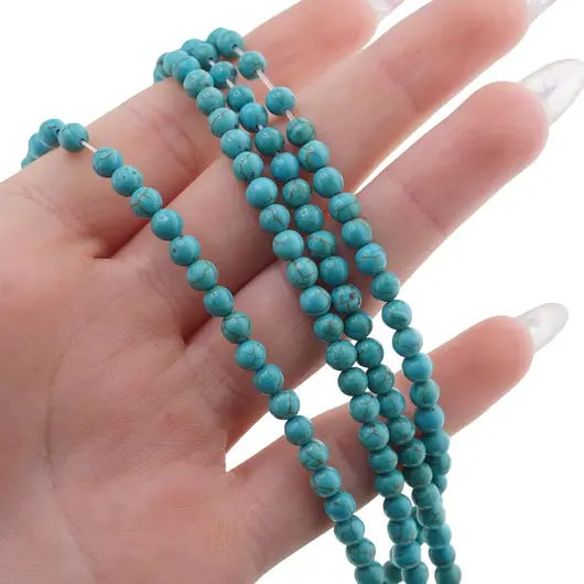Sirag Turcoaz albastru sfere 4mm, 39-40cm, imagine 3