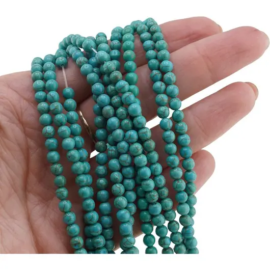 Sirag Turcoaz sfere 4mm, 39-40cm, imagine 3