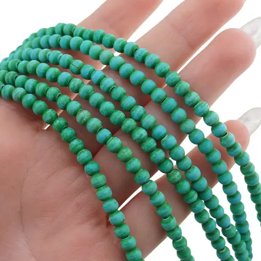 Sirag Turcoaz verde mat sfere 4mm, 39-40cm, imagine 3