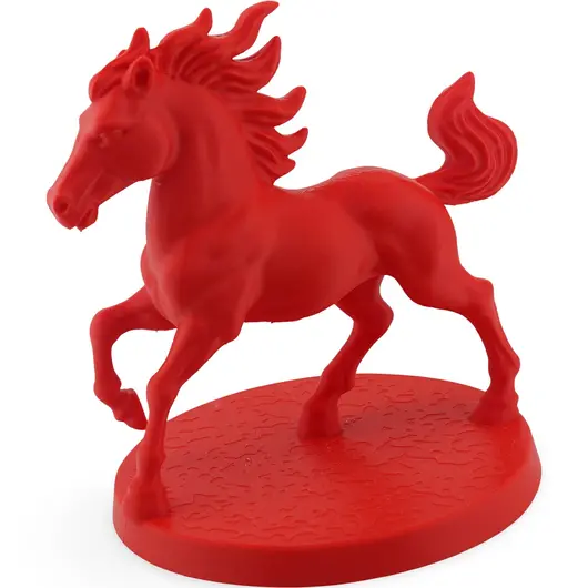 Statueta feng shui Calul de foc cu baza rotunda texturata - 14,5cm