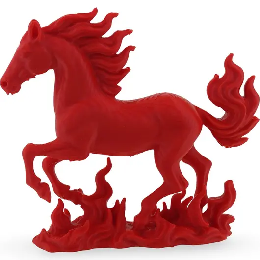 Statueta feng shui Calul de foc invaluit de flacarile victoriei, 10cm