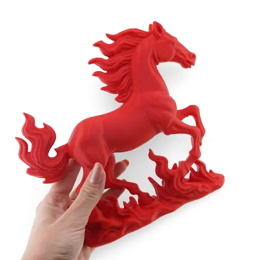 Statueta feng shui Calul de foc invaluit de flacarile victoriei, 20cm, imagine 3