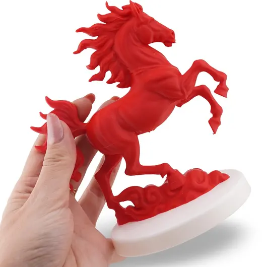 Statueta feng shui Calul de Foc pe doua picioare pentru victorie si succes rapid, 15cm cu baza alba, imagine 3