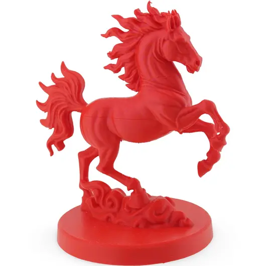 Statueta feng shui Calul de Foc pe doua picioare pentru victorie si succes rapid, 15cm, rosu