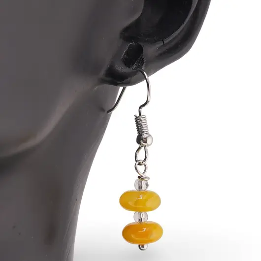 Cercei cu agatatoare Agat galben rondele 8mm si Zirconiu sfere fatetate 3mm, imagine 2