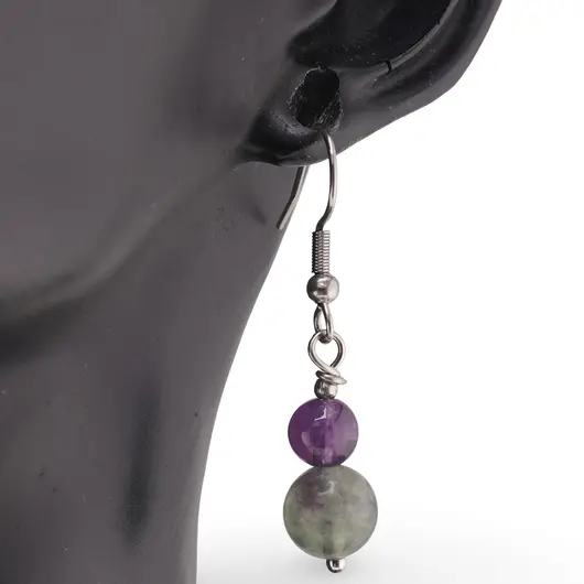 Cercei cu agatatoare Fluorit sfere, 6-8mm, imagine 2