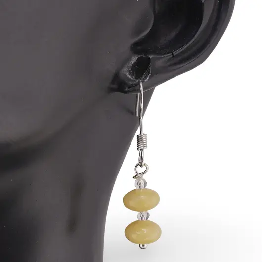 Cercei cu agatatoare Jad Olive rondele 8mm si Zirconiu sfere fatetate 3mm, imagine 2