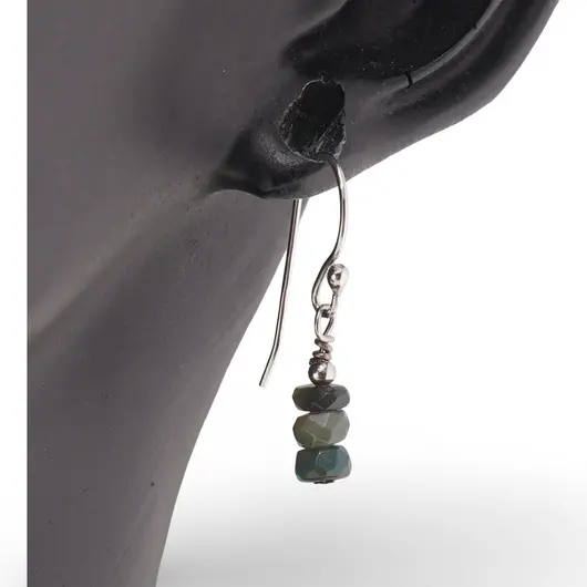Cercei cu agatatoare Opal de foc negru discuri fatetate cu Argint 925, 4mm, imagine 2