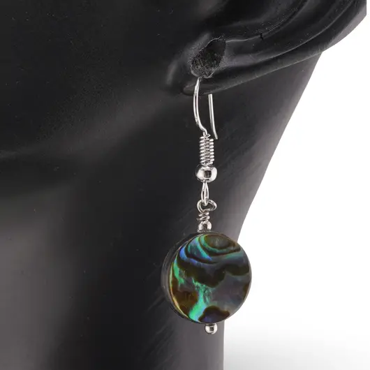 Cercei cu agatatoare Scoica abalone banut, 14mm, imagine 2