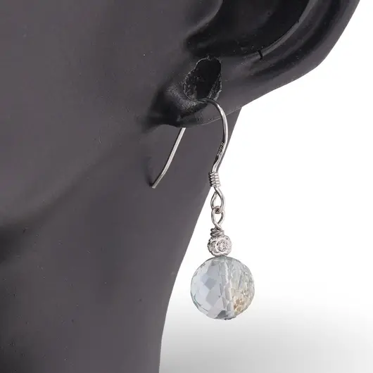 Cercei cu agatatoare Topaz sfere extrafatetate cu Argint 925, 8mm, imagine 2