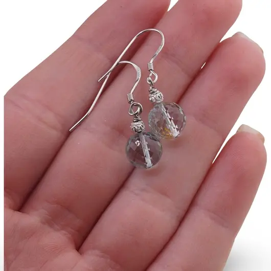 Cercei cu agatatoare Topaz sfere extrafatetate cu Argint 925, 8mm, imagine 3