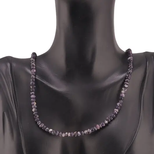 Colier Charoit discuri fatetate 4-5mm si argint 925, imagine 2