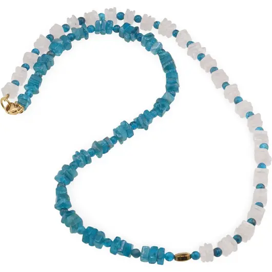 Colier Apatit cu Cuart roz patratele 5mm, Apatit sfere 3mm si Hematit auriu