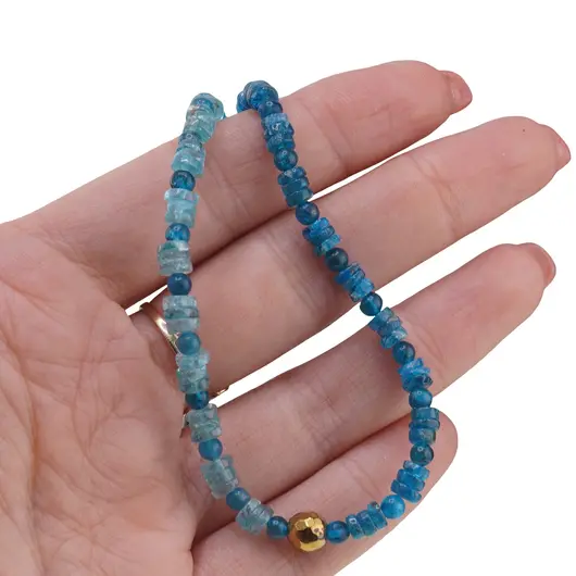 Colier Apatit rondele 5mm si sfere 4mm, Hematit auriu, imagine 3