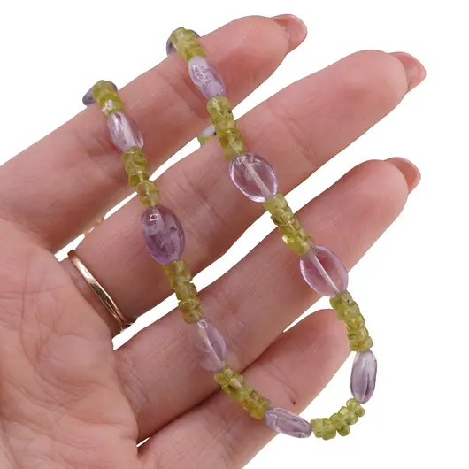 Colier Peridot rondele 4mm si Ametist neregulat 10mm, imagine 3
