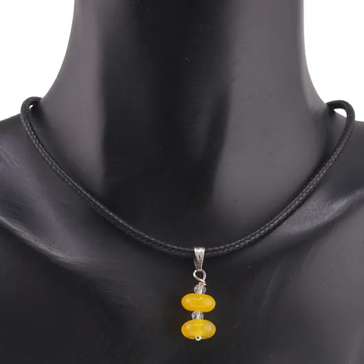 Pandantiv Agat galben rondele 8mm si Zirconiu sfere fatetate 3mm, imagine 3