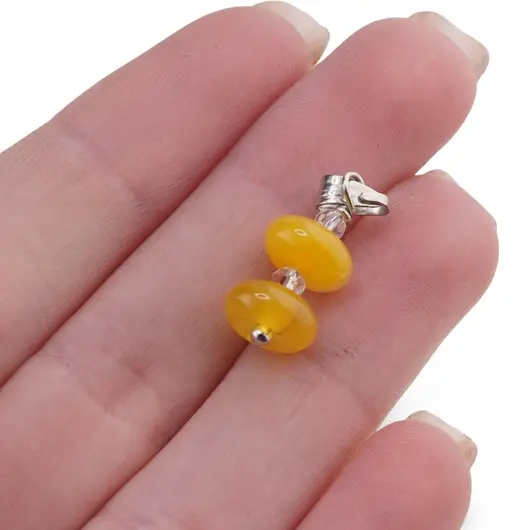 Pandantiv Agat galben rondele 8mm si Zirconiu sfere fatetate 3mm, imagine 4