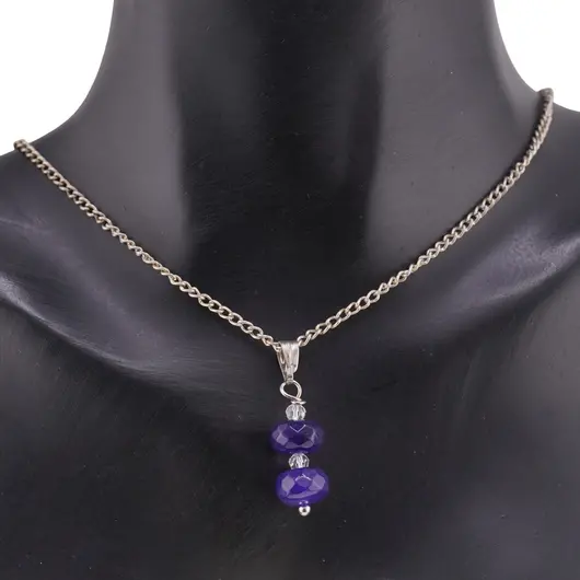 Pandantiv Agat mov discuri fatetate 8mm si Zirconiu sfere fatetate 3mm, imagine 3