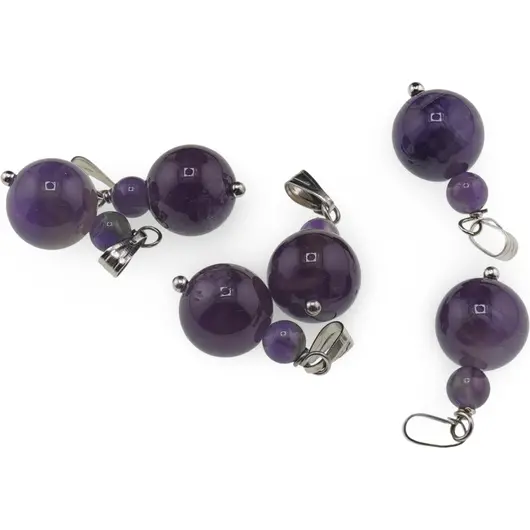 Pandantiv Ametist sfere, 4-10mm, imagine 2