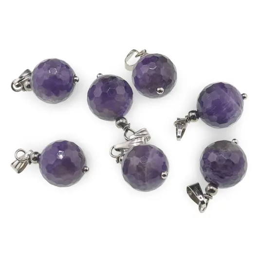 Pandantiv Ametist sfere fatetate, 12mm, imagine 2