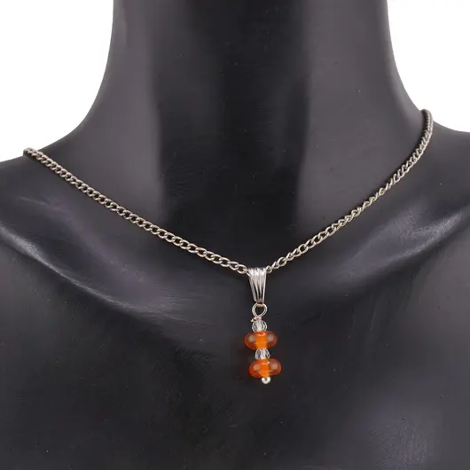 Pandantiv Carneol rondele 6mm si Zirconiu sfere fatetate 3mm, imagine 3