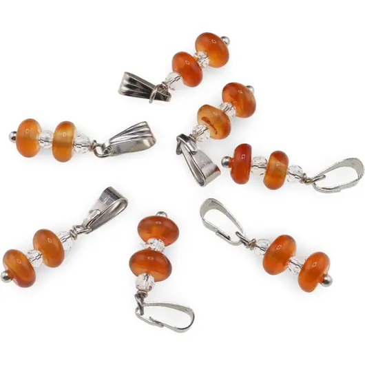 Pandantiv Carneol rondele 6mm si Zirconiu sfere fatetate 3mm, imagine 2