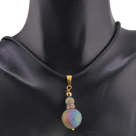 Pandantiv Cuart Titan Aura sfere 6-15mm cu element auriu, imagine 3