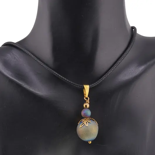 Pandantiv Cuart Titan Aura sfere 6-15mm cu flori aurii, imagine 3