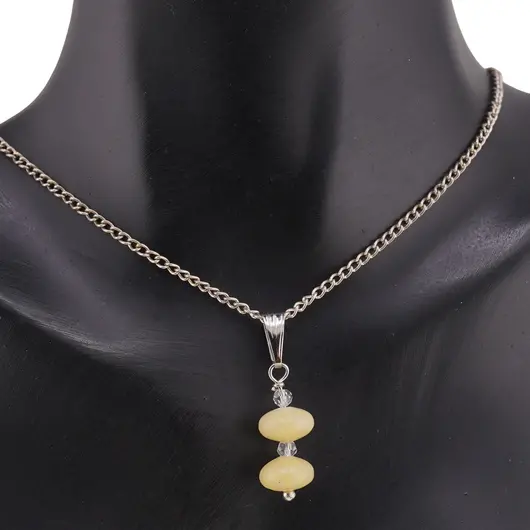 Pandantiv Jad Olive rondele 8mm si Zirconiu sfere fatetate 3mm, imagine 3